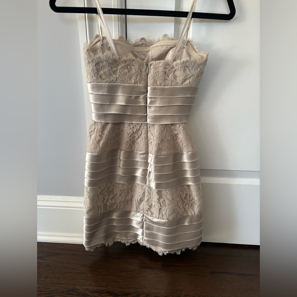 BCBG strapless lace and silky cocktail dress - Picture 3 of 15